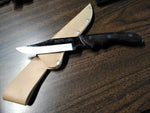 Vtg Maxam Steel 420 Stainless Fixed Blade Hunting Knife 5.75" Wood Handle Sheath