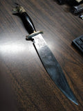 Vtg T Gomez Fixed Blade Bowie Knife Hand Engraved Eagle Pommel 12.5" Mexico Nice