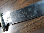 Vtg T Gomez Fixed Blade Bowie Knife Hand Engraved Eagle Pommel 12.5" Mexico Nice