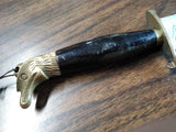Vtg T Gomez Fixed Blade Bowie Knife Hand Engraved Eagle Pommel 12.5" Mexico Nice