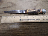 Vtg Edge Mark 489 Solingen Germany Fixed Blade Hunting Knife Antler Stag Handle