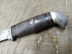 Vtg Case XX Fixed Blade Hunting Knife 5 in Blade 4.25 in Stacked Leather Handle