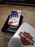 2005 Zippo Lighter Harley Davidson Motorcycles Red White Blue Enamel Flag w/Box!