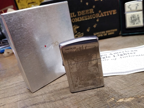 Vtg 1994 Zippo Lighter American Eagle 200th Anniversary w/Certificate & Box USA!