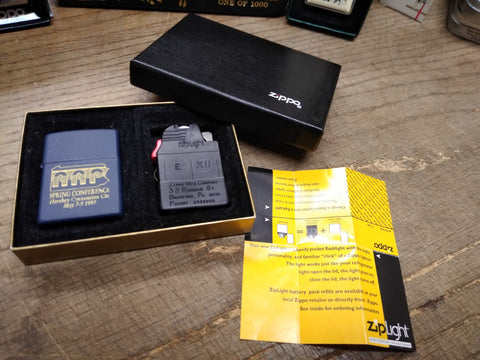 Vtg 1997 Zippo Zip Light Flashlight w/Matt Blue Case Hershey Pa Light Refill Box