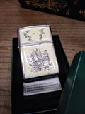 Vtg 1998 Zippo Lighter Scrimshaw Sailing Ship and Lighthouse 2 Sided USA w/Box!