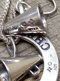 Vtg Sterling Silver 925 Cheerleading Pendant Necklace and Earrings Very Nice!