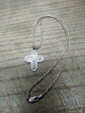Vtg Sterling Silver Four Way Cross Pendant Necklace 16" I Am Catholic Italy Nice