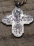 Vtg Sterling Silver Four Way Cross Pendant Necklace 16" I Am Catholic Italy Nice