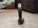 Vtg Coin Silver Cuff Bracelet Green Cabochon South West Signed TH 7.5" 14.4 gram