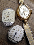 Vtg Ladies Watch Parts Repair Repurpose Lot Elgin Rensie Vulcain Manson Le Baron
