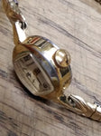 Vtg Ladies Caravelle Mechanical Gold Tone Wrist Watch 17 Jewels Silver Dial Runs