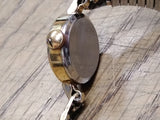Vtg Ladies Caravelle Mechanical Gold Tone Wrist Watch 17 Jewels Silver Dial Runs