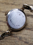 Vtg Ladies Caravelle Mechanical Gold Tone Wrist Watch 17 Jewels Silver Dial Runs