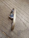 Vtg Ladies Caravelle Mechanical Gold Tone Wrist Watch 17 Jewels Silver Dial Runs