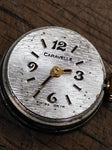 Vtg Ladies Caravelle Mechanical Gold Tone Wrist Watch 17 Jewels Silver Dial Runs