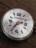 Vtg Ladies Caravelle Mechanical Gold Tone Wrist Watch 17 Jewels Silver Dial Runs