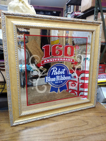Vtg 2004 Pabst Brewing 160th Anniversary Fancy Framed Mirror Sign 18.5" x 18.5"
