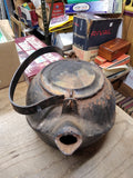 Vtg Primitive Heavy Cast Iron Tea Kettle Pot Swivel Lid Rustic Farmhouse