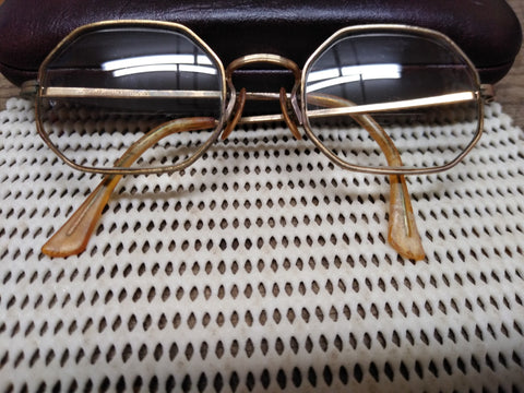 Vtg Art Craft 1/20 12K Gold Filled Octagonal Wire Frame Eye Glasses Good Shape!