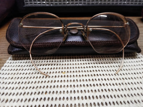 Vtg S/C 1/10 12K Gold Filled Half Frame Wire Rim Eye Glasses Good Shape!