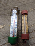 Vtg 2 Pc Automobile Thermometer Lot Gulf Oil Frigid O Meter Acu rite Auto Visor