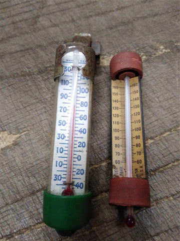 Vtg 2 Pc Automobile Thermometer Lot Gulf Oil Frigid O Meter Acu rite Auto Visor