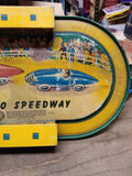 Vtg 1950's Automatic Toy Co Auto Speedway Tin Lithograph Race Track Partial Box