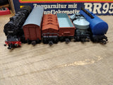 Vtg HO Scale PIKO BR95 Locomotive Freight Train Set 5 Cars Germany w/Box Works!!