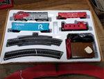 Vtg HO Bachmann Santa Fe Locomotive Diesel Express Train Set 3 Cars w/Box Works!