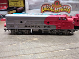 Vtg HO Bachmann Santa Fe Locomotive Diesel Express Train Set 3 Cars w/Box Works!