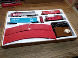 Vtg HO Bachmann Santa Fe Locomotive Diesel Express Train Set 3 Cars w/Box Works!