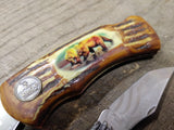 Vtg 2 Piece Pocket Knife Lot Wild Outdoors Brown Bear + Fury Eagle Figural