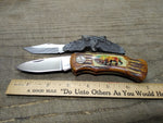 Vtg 2 Piece Pocket Knife Lot Wild Outdoors Brown Bear + Fury Eagle Figural