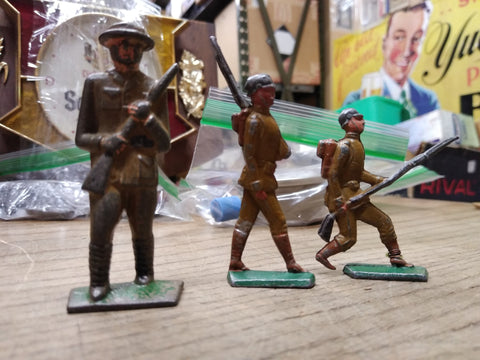 Vtg 3 Piece Barclay Manoil WWI Painted Toy Lead Soldier Lot