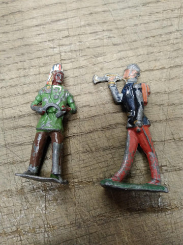 Vtg 2 Piece Barclay Manoil Painted Toy Lead Indian Chief Civil War Soldier Lot