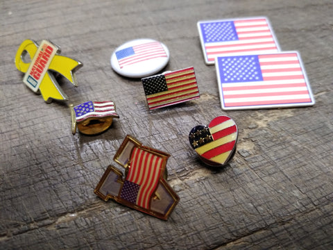 8 Pc Lapel Hat Pin Lot Army National Guard Yellow Ribbon American Flag Patriotic