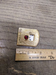 Vtg Gold Tone Brooch Pin Jewelry With Red Stone and Rotating 5 Photograph Window