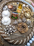 Vtg Jewelry Lot Rhinestone Brooches Alice Caviness Marvella Milk Glass Earrings