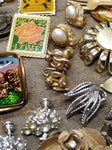 Vtg Jewelry Lot Rhinestone Brooches Alice Caviness Marvella Milk Glass Earrings