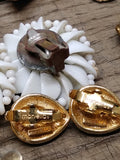 Vtg Jewelry Lot Rhinestone Brooches Alice Caviness Marvella Milk Glass Earrings