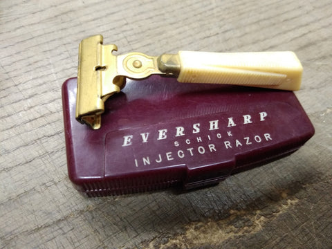 Vtg Eversharp Schick Gold Tone Injector Razor w/Original Case Good Shape!