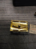 Vtg Gillette Gold Tech Safety Razor w/Original Case and Paper Label Good Shape!