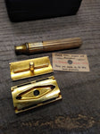 Vtg Gillette Gold Tech Safety Razor w/Original Case and Paper Label Good Shape!