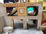 Vtg 1940’s Keystone Service Station Wooden Play Set Car Wash Gas Restoration Lot