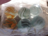 Vtg NOS Vitro Cat Eyes 6 Count Marbles 5 Star Brand Shooters Parkersburg W V #1