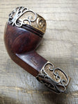 Vtg Trade Mark Frank Smoking Pipe Fancy Sterling Silver Over Ornate G F Metal