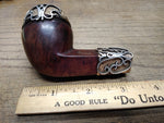 Vtg Trade Mark Frank Smoking Pipe Fancy Sterling Silver Over Ornate G F Metal