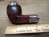 Vtg Trade Mark Frank Smoking Pipe Fancy Sterling Silver Over Ornate G F Metal