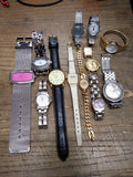 Vtg 13 Pc Watch Lot Men's Ladies Wind Up Quartz Parts Repair Timex Skagen Narmi